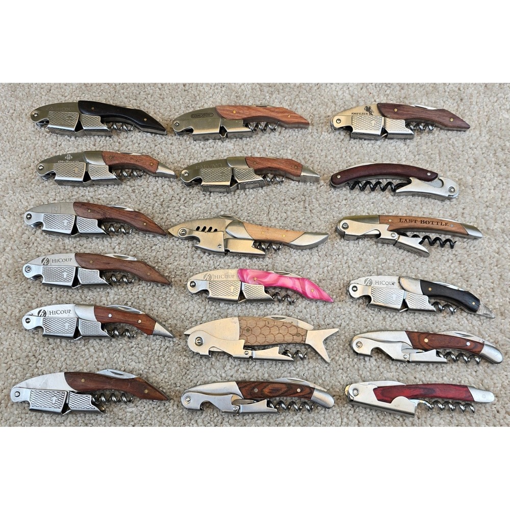 18pc Premium Waiter's Corkscrew Lot Coutale Pulltex Houdini Rabbit Two Step HYZ